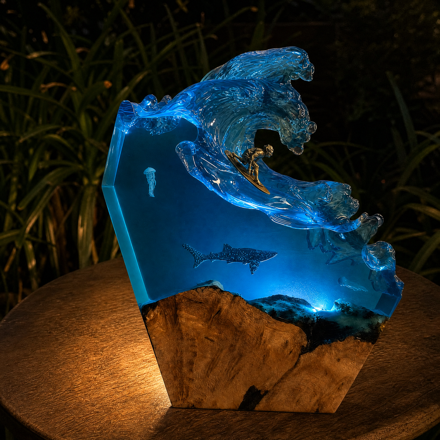 Ocean Hand-Poured Resin Lamp