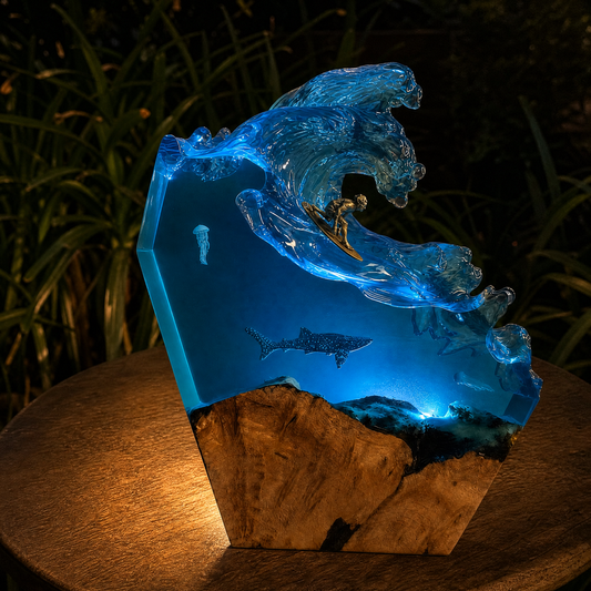 Ocean Hand-Poured Resin Lamp
